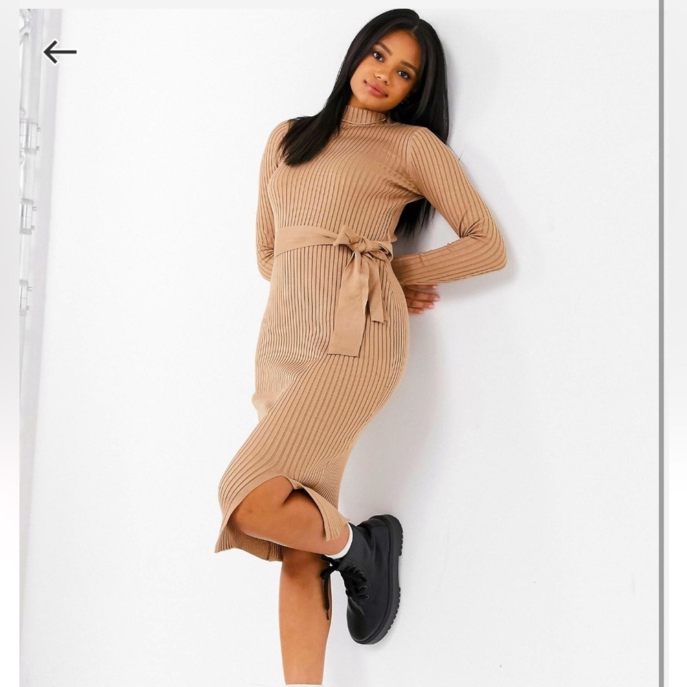 New Look tie waist knitted dress